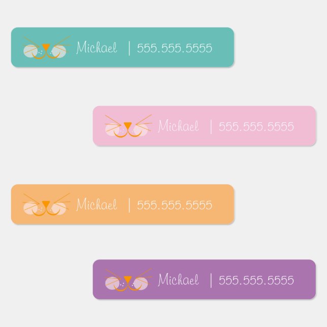 Cat School Class Lunch Name Number Labels (Group)