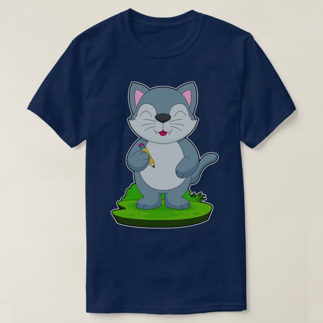 Cat School Pencil T-Shirt (Design Front)