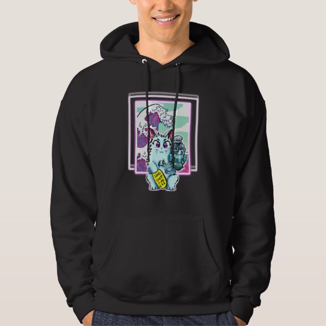 Cat Sci Fi Vapour Wave Design For All Ages Hoodie (Front)