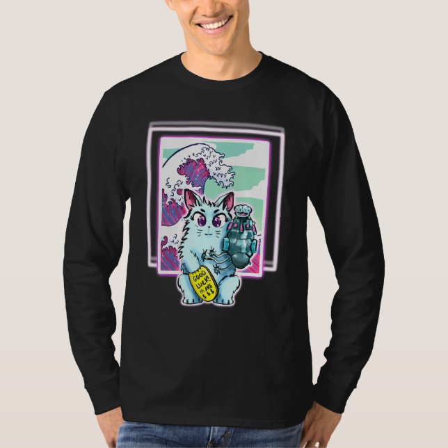 Cat Sci Fi Vapour Wave Design For All Ages T-Shirt (Front)