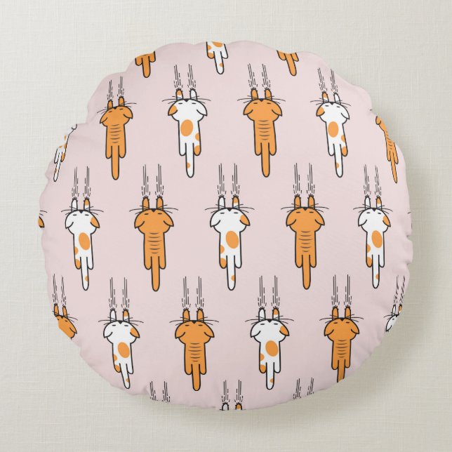 Cat scratch seamless pattern round cushion (Front)