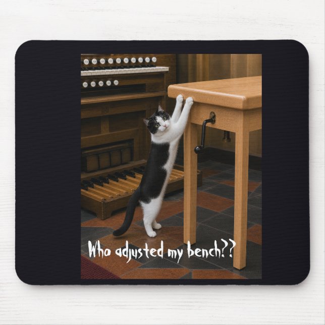 Cat scratching an organ bench mouse pad (Front)