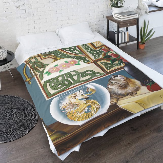 Cat Sea Horse Fantasy Fleece Blanket (Creator Uploaded)