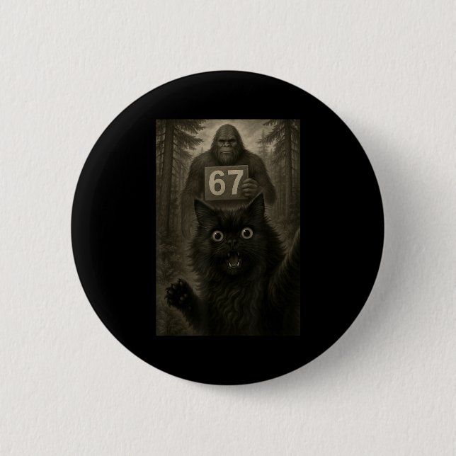 Cat Selfie 67 Meme Six Seven Funny Bigfoot  6 Cm Round Badge (Front)