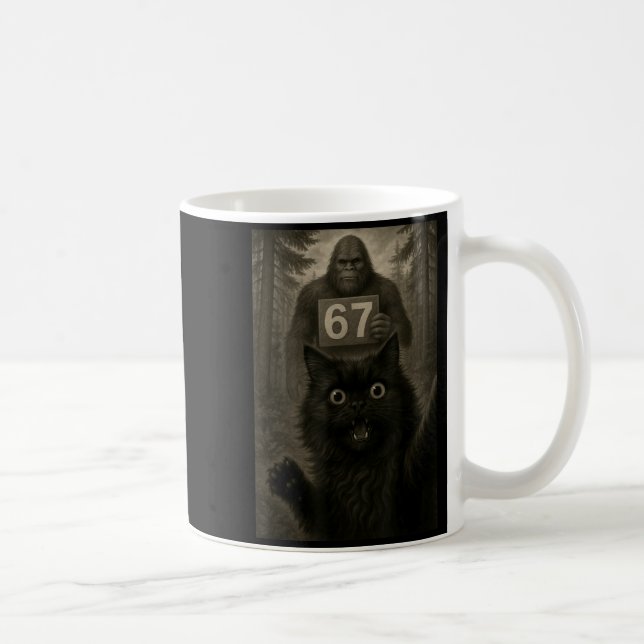 Cat Selfie 67 Meme Six Seven Funny Bigfoot  Coffee Mug (Right)
