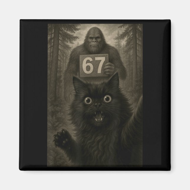 Cat Selfie 67 Meme Six Seven Funny Bigfoot  Magnet (Front)