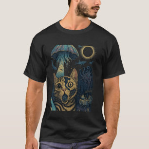 Cat Selfie Fractured Face Jellyfish UFO Astronaut T-Shirt