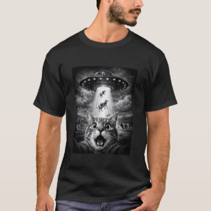 Cat Selfie Funny Cows Abduction Shocking UFO Sight T-Shirt