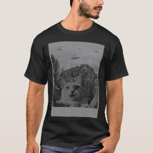 Cat Selfie Meme UFO Sighting Alien Conspiracy Sci T-Shirt