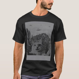 Cat Selfie Meme UFO Sighting Alien Conspiracy Sci T-Shirt