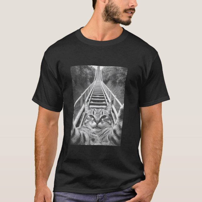 Cat Selfie on Roller coaster T-Shirt (Front)