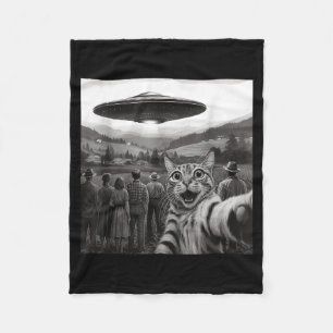 Cat Selfie People Watching An Alien Funny Cat For Fleece Blanket