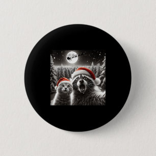 Cat Selfie Racoon Funny Santa Christmas Dog 6 Cm Round Badge