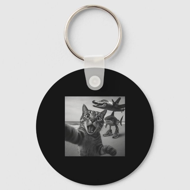Cat Selfie Shark Crocodile Italian Brainrot Meme M Key Ring (Front)