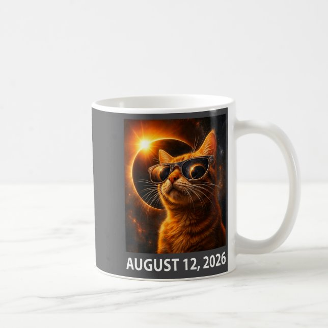 Cat Selfie Total Solar 2026 Eclipse August 12, 202 Coffee Mug (Right)