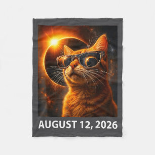 Cat Selfie Total Solar 2026 Eclipse August 12, 202 Fleece Blanket