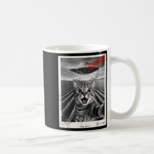 Cat Selfie Ufo Alien Funny Surprised Cat Meme Men Coffee Mug