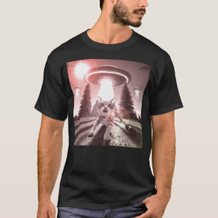 Cat Selfie UFO Alien Humor Fun Top for Men and Wom