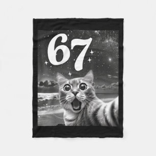 Cat Selfie With 67 Meme Funny Cats Graphic For Men Fleece Blanket