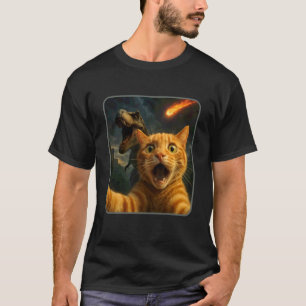 Cat Selfie with a T-Rex Funny Dinosaur Meme T-Shirt