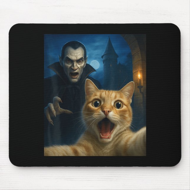 Cat Selfie With A Vamre Funny Cat  Mouse Pad (Front)
