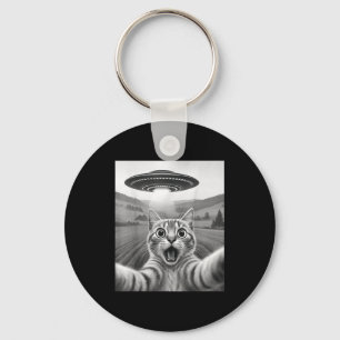 Cat Selfie With Alien Ufo Funny Cat Gifts For Men Key Ring