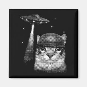 Cat Selfie With Alien Ufo Funny Cat Gifts For Men Magnet
