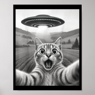 Cat Selfie With Alien Ufo Funny Cat Gifts For Men  Poster