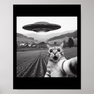 Cat Selfie With Alien Ufo Funny Cat Gifts For Men  Poster