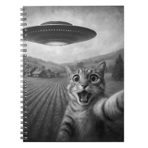 Cat Selfie With Alien UFO Funny Cat Gifts Notebook