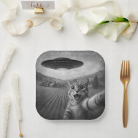 Cat Selfie With Alien UFO Funny Cat Gifts