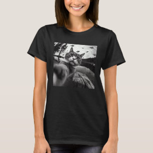 Cat Selfie With Alien UFO Vintage Cats T-Shirt
