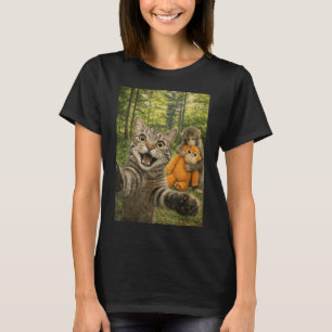 Cat Selfie with Baby Monkey Funny Photo Animal T-Shirt