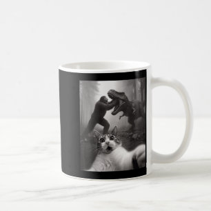 Cat Selfie with Bigfoot Fighting T-Rex Dinosaur Coffee Mug