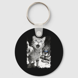 Cat selfie with chupacabra funny cryptid meme key ring