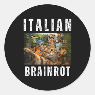 Cat selfie with funny italian brainrot meme classic round sticker