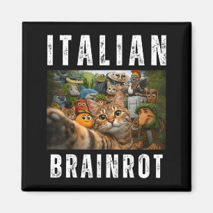 Cat selfie with funny italian brainrot meme magnet