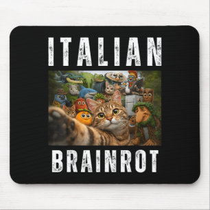 Cat selfie with funny italian brainrot meme mouse pad