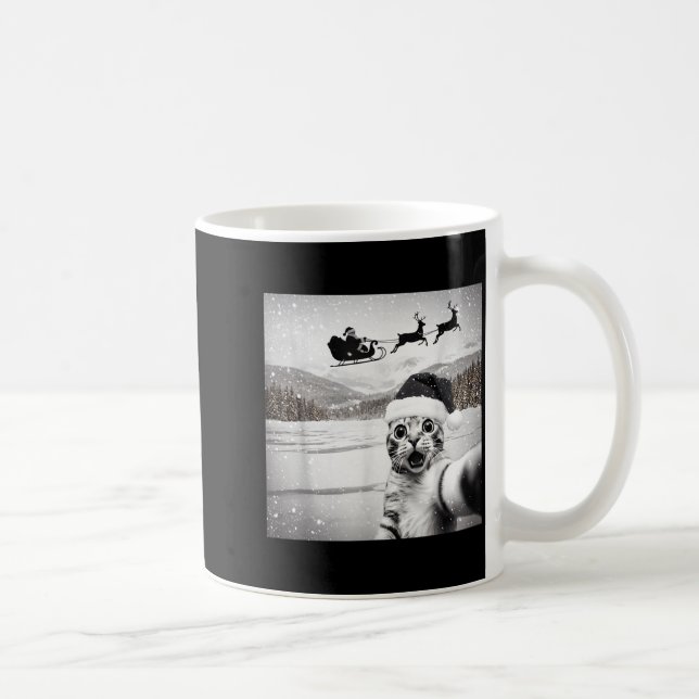 Cat Selfie With Santa For Men Women Kids  Coffee Mug (Right)