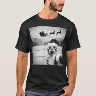 Cat Selfie With Santa Funny Christmas T-Shirt