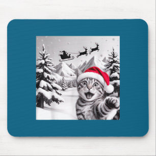 Cat Selfie With Santa  Mouse Pad