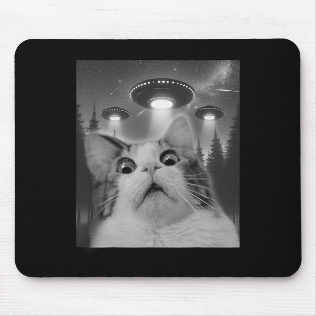 Cat Selfie With Ufos  Mouse Pad (Front)