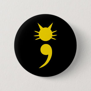 Cat Semicolon May Mental Health Awareness Month  6 Cm Round Badge