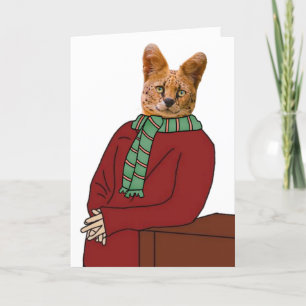 CAT SERVAL IN SWEATER ALL OCCASION BLANK CARD