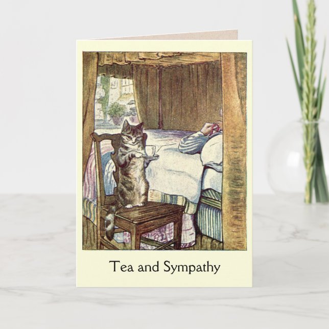 Cat Serving Tea and Sympathy Card (Front)