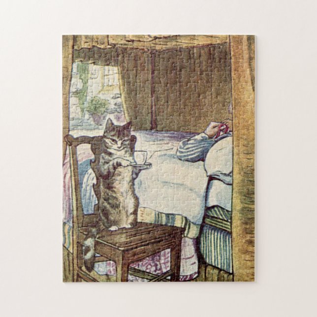 Cat Serving Tea - Beatrix Potter Jigsaw Puzzle (Vertical)