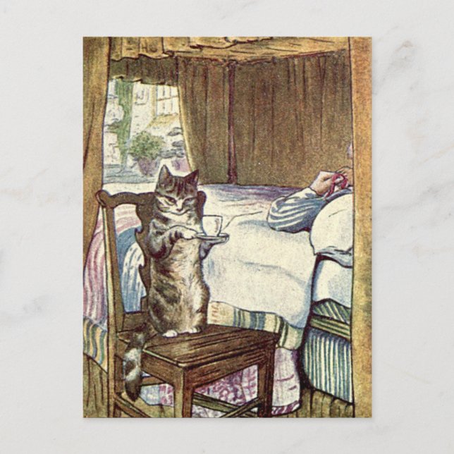 Cat Serving Tea Recipe Card (Front)