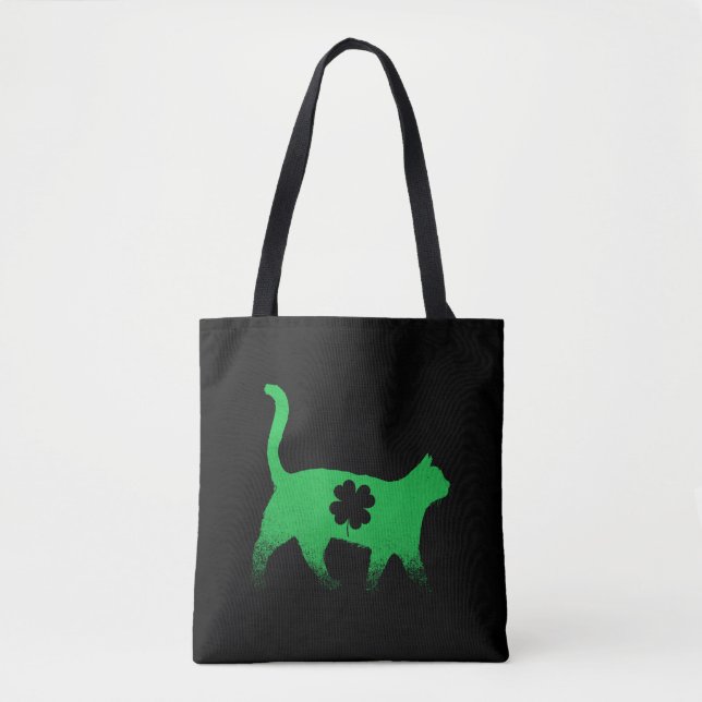Cat Shamrock Saint Patricks Day Tote Bag (Front)