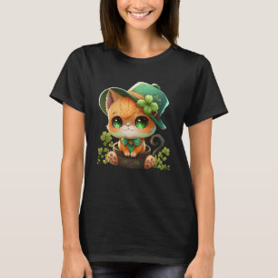 Cat Shamrock St Patrick s Day Leprechaun Hat Cute T-Shirt