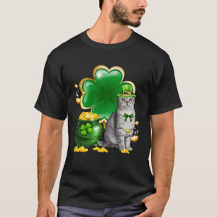 Cat Shamrock St Patricks Day Cat Meowy Irish T-Shirt